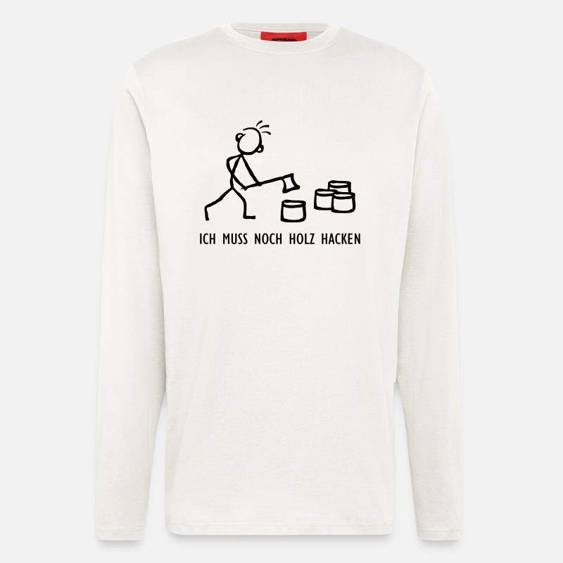 Strichmännchen Holzhacken - Langarmshirt - made by SPREAD  - OFF WHITE
