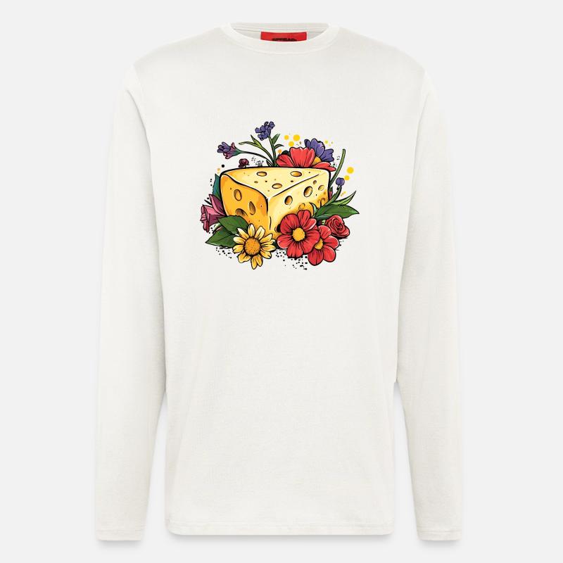 Fromage aux fleurs - Manches longues bio décontracté fabriqué en UE - OFF WHITE