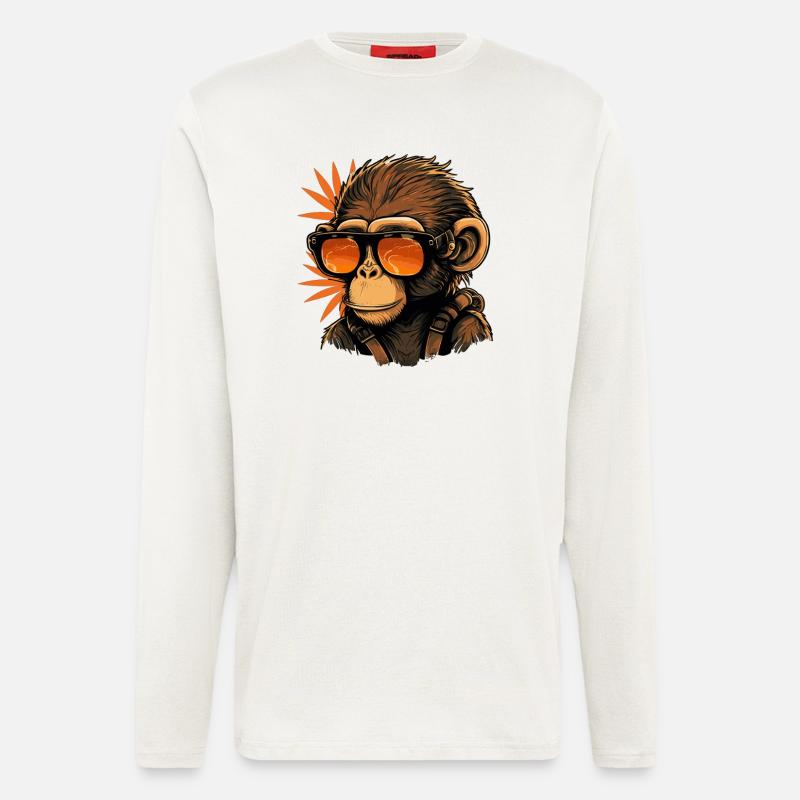 Cooler Affe mit Sonnenbrille - Langarmshirt - made by SPREAD  - OFF WHITE