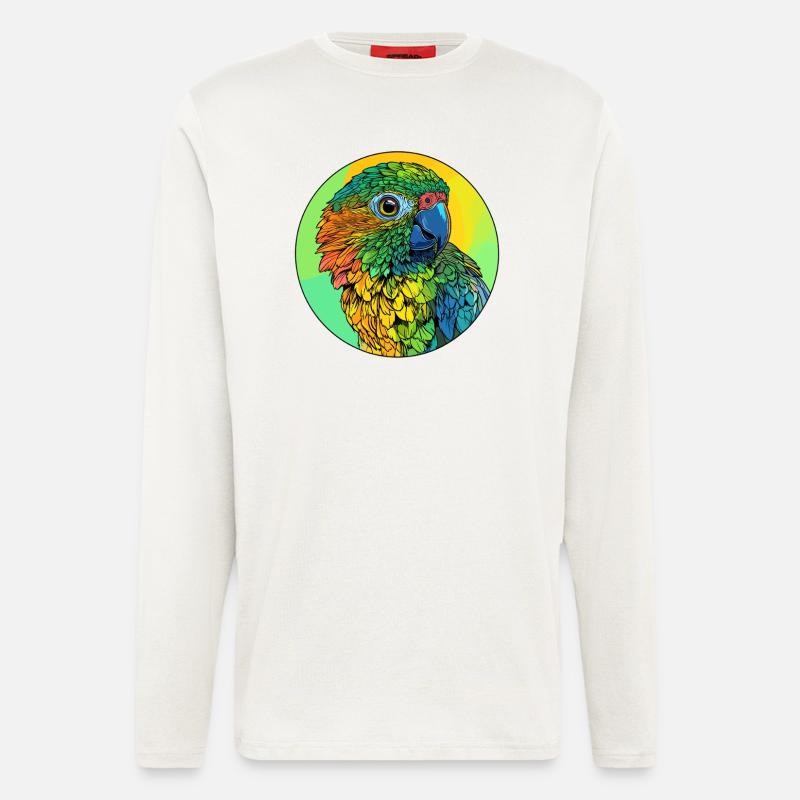 Bunter Papageienkopf - Langarmshirt - made by SPREAD  - OFF WHITE