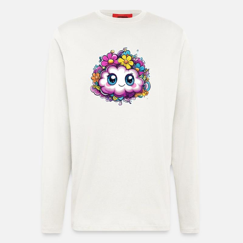 Fröhliche Blumenwolke - Langarmshirt - made by SPREAD  - OFF WHITE