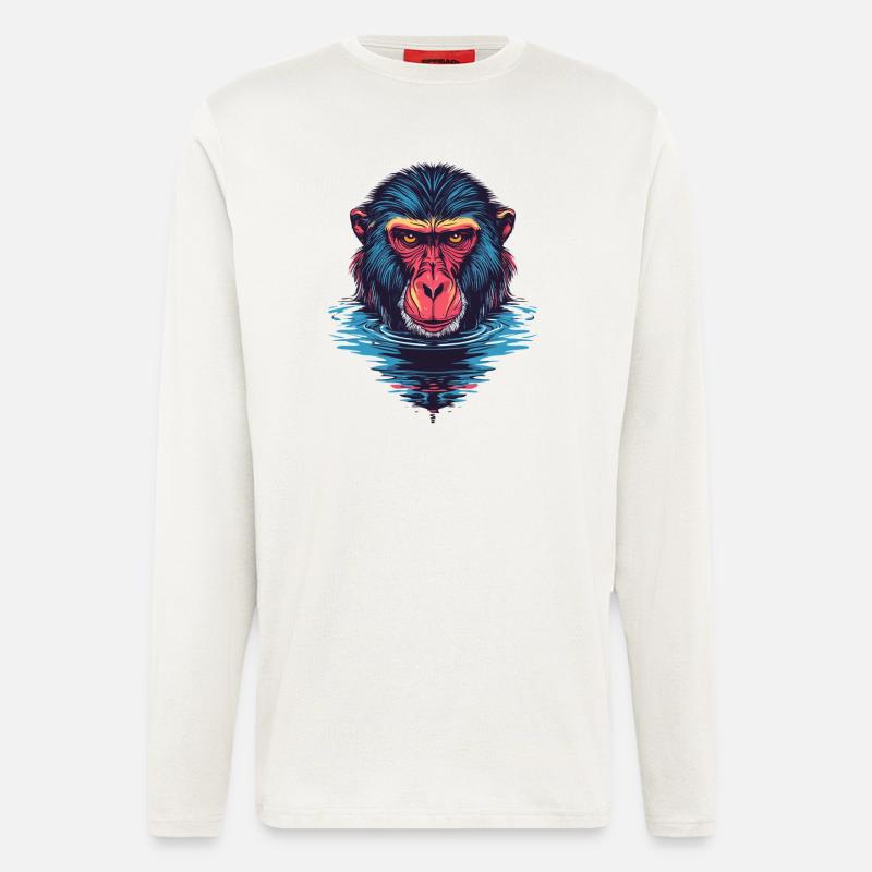 Mandrill Affe im Wasser - Langarmshirt - made by SPREAD  - OFF WHITE