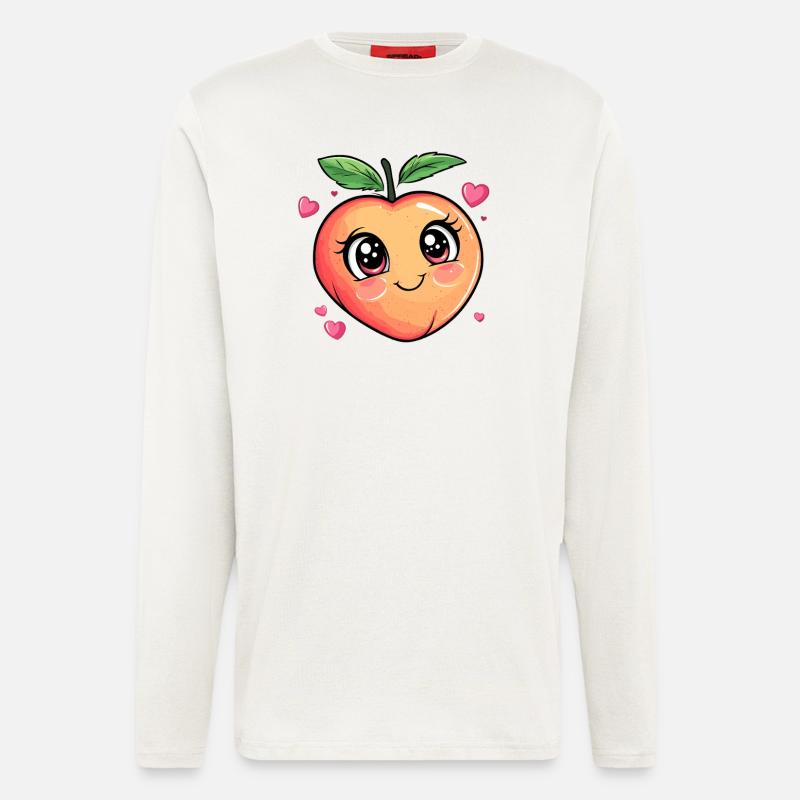 Pfirsich mit Herzchen - Langarmshirt - made by SPREAD  - OFF WHITE