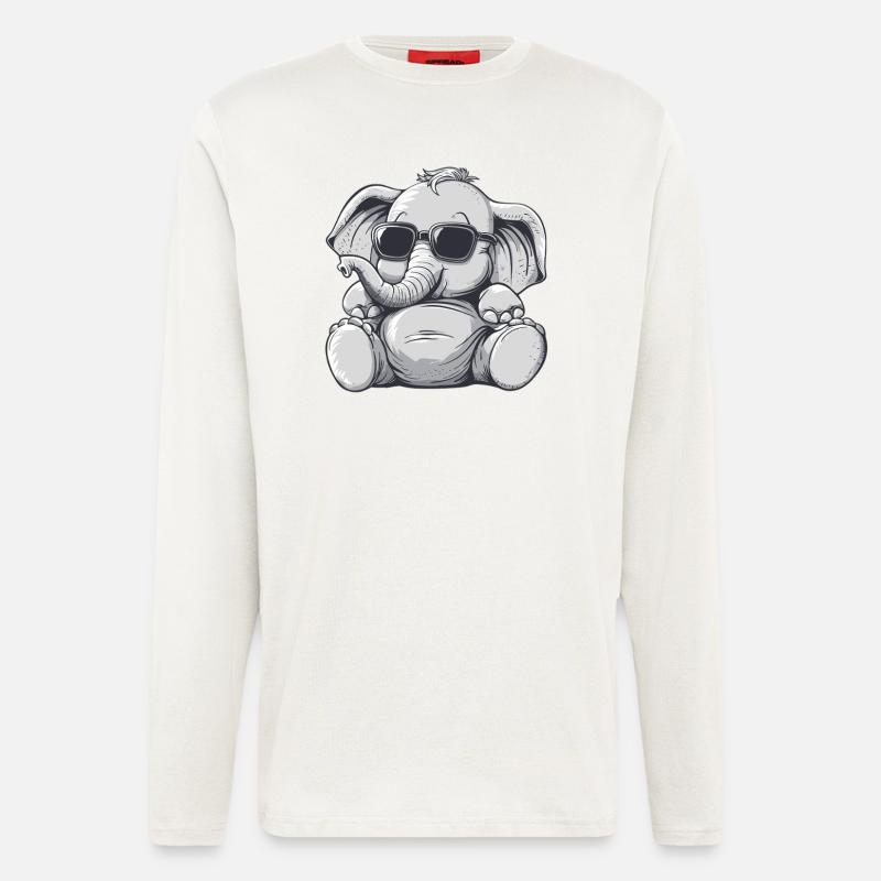 Cool elephant with sunglasses - Longsleeve - made by SPREAD  - OFF WHITE