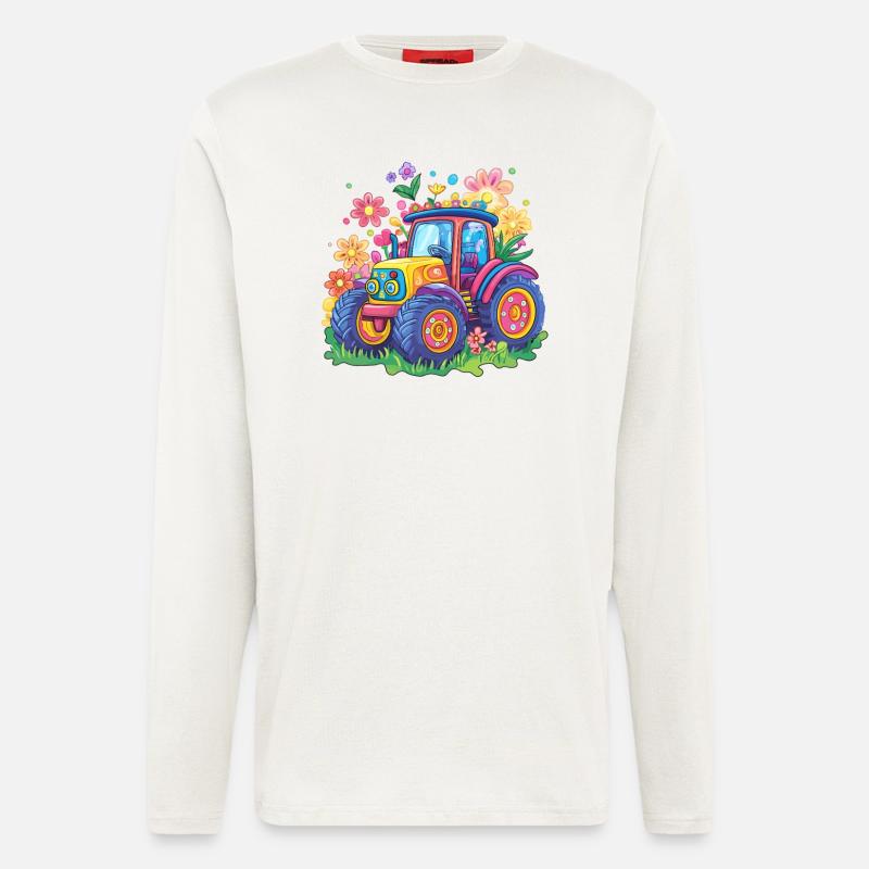 Bunter Blumentraktor - Langarmshirt - made by SPREAD - OFF WHITE