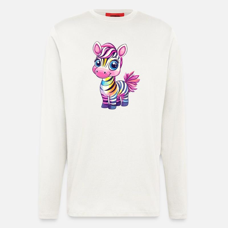 Regenbogen Zebra Kindermotiv - Langarmshirt - made by SPREAD  - OFF WHITE