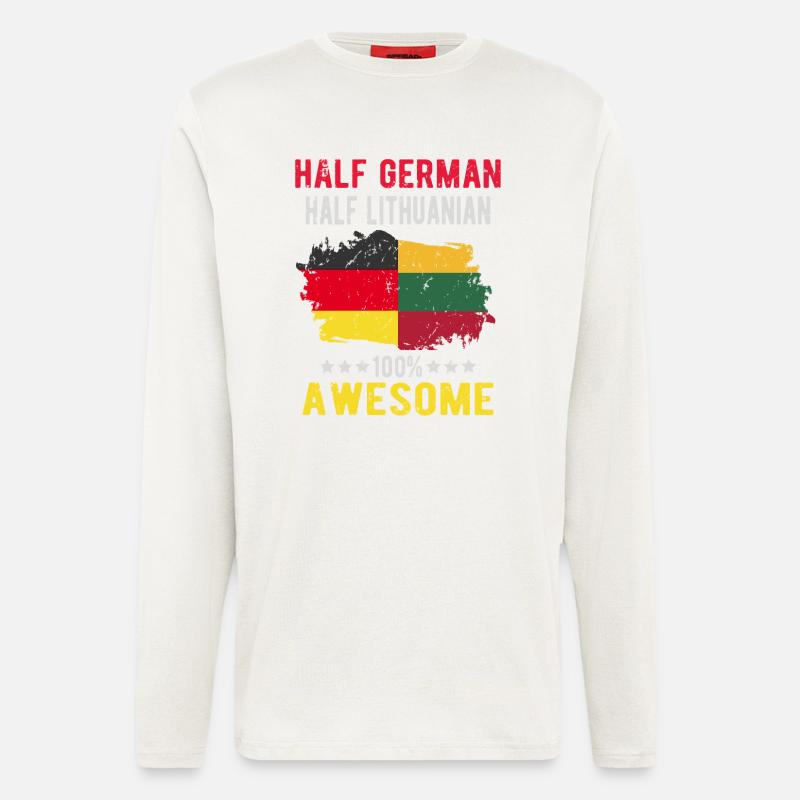 Halb Deutsch Halb Litauer - Langarmshirt - made by SPREAD  - OFF WHITE