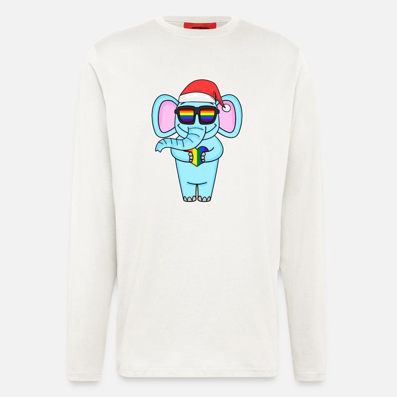 Elephant Rainbow Christmas - Longsleeve - made by SPREAD  - OFF WHITE