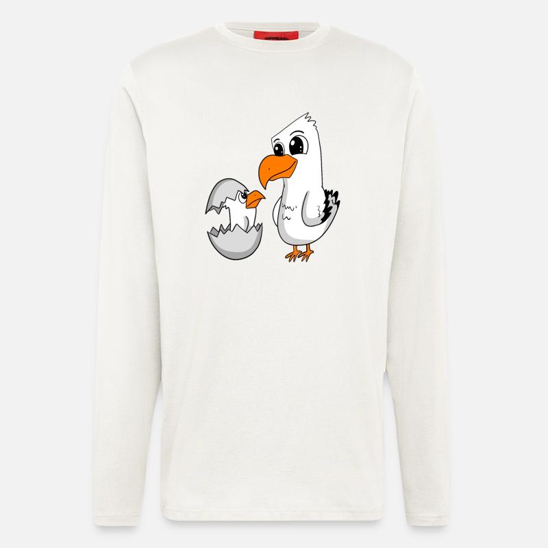 Möwe mit Baby Möwe - Langarmshirt - made by SPREAD  - OFF WHITE
