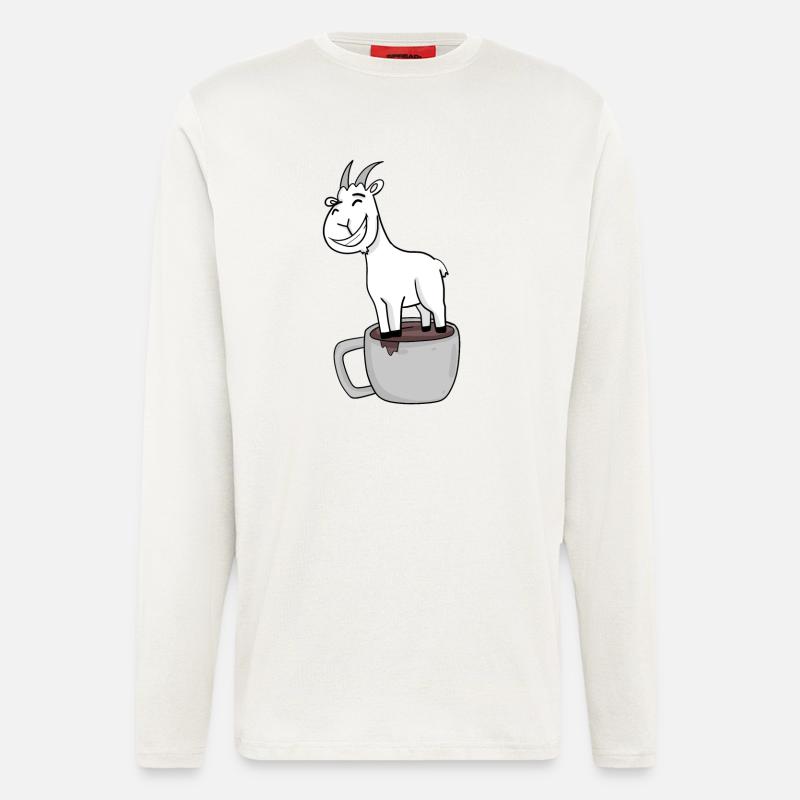 Bock auf Kaffee - Ziege Ziegenbock - Longsleeve - made by SPREAD - OFF WHITE