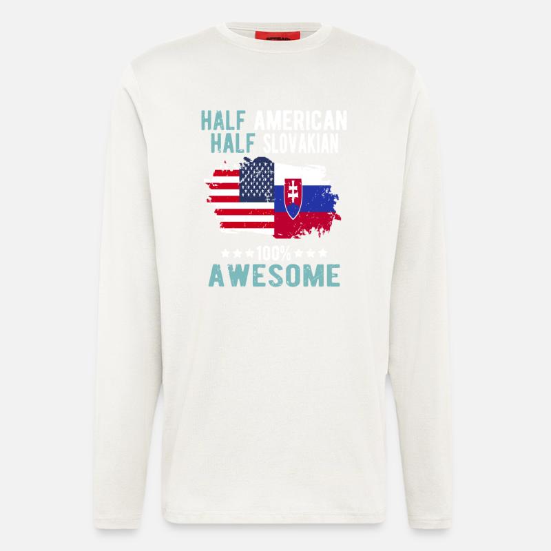 Half American Half Slovak - Longsleeve - made by SPREAD - OFF WHITE