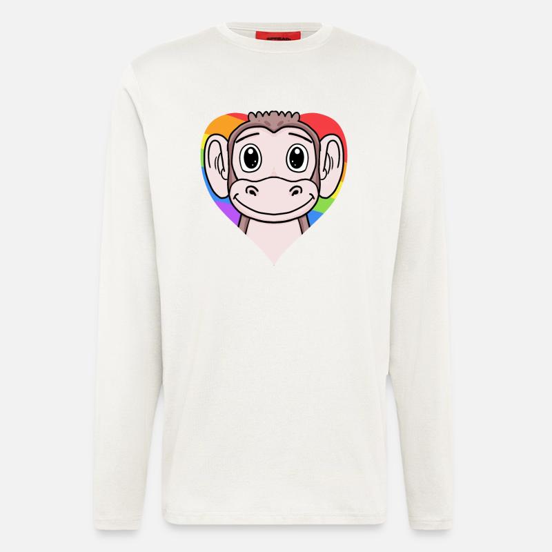 LGBT Tier Affe Regenbogen - Langarmshirt - made by SPREAD  - OFF WHITE