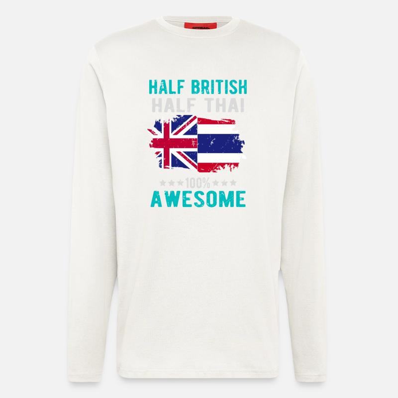 Halb Brite Halb Thailänder - Langarmshirt - made by SPREAD  - OFF WHITE
