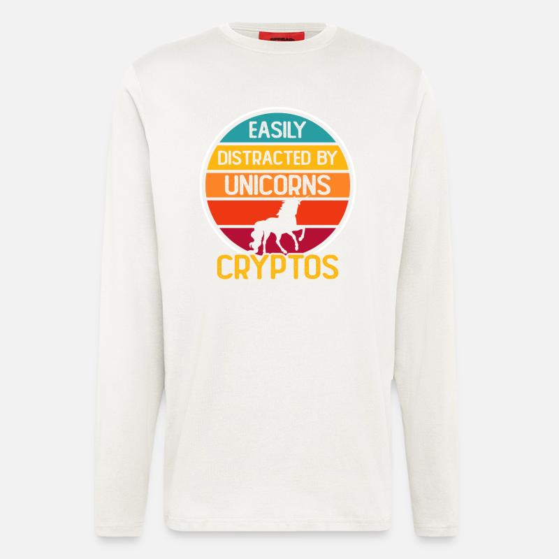 Krypto Kryptowährung Einhorn - Langarmshirt - made by SPREAD  - OFF WHITE