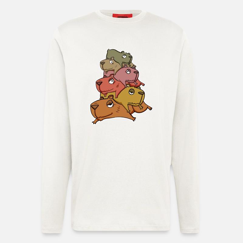 Capybara Tas de Capybara - Manches longues bio décontracté fabriqué en UE - OFF WHITE