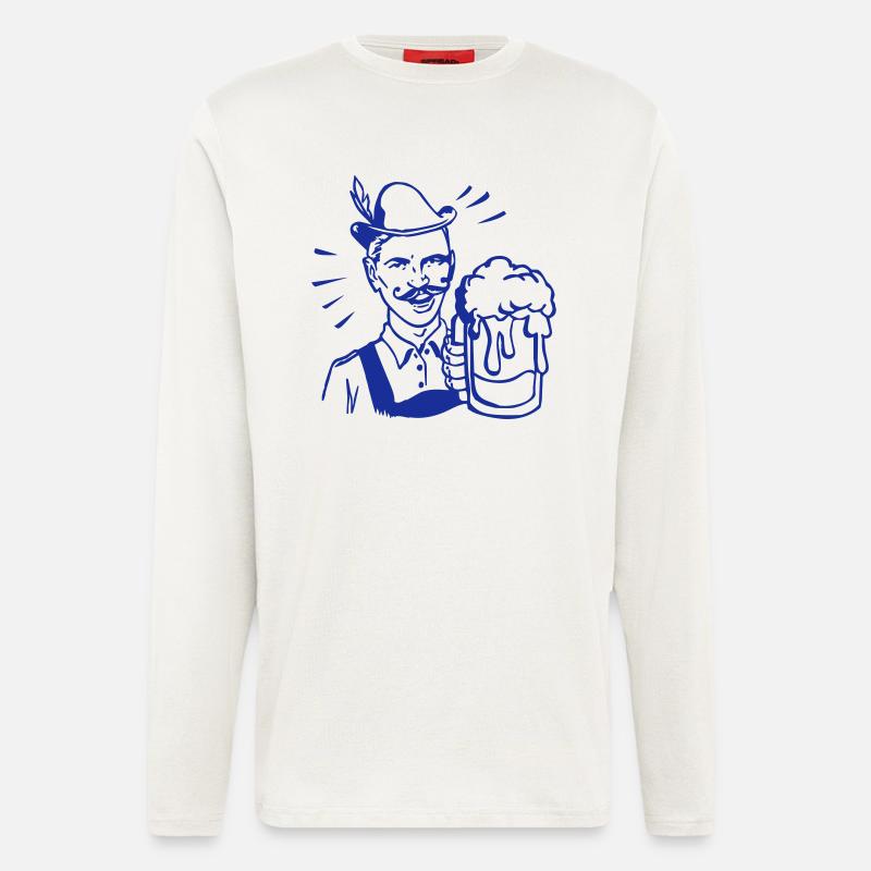 retro guy with beer - Langarmshirt - made by SPREAD - OFF WHITE