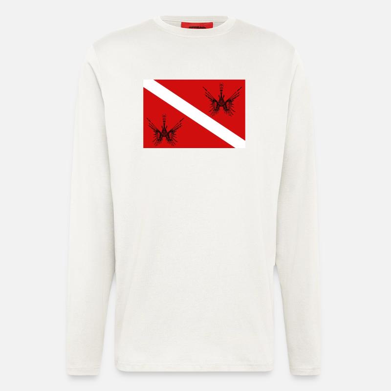 Taucherflagge mit Feuerfisch - Langarmshirt - made by SPREAD - OFF WHITE
