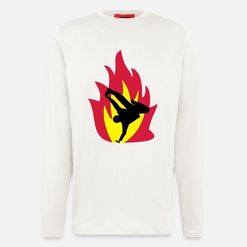 Breakdancer im Feuer - Langarmshirt - made by SPREAD  - OFF WHITE