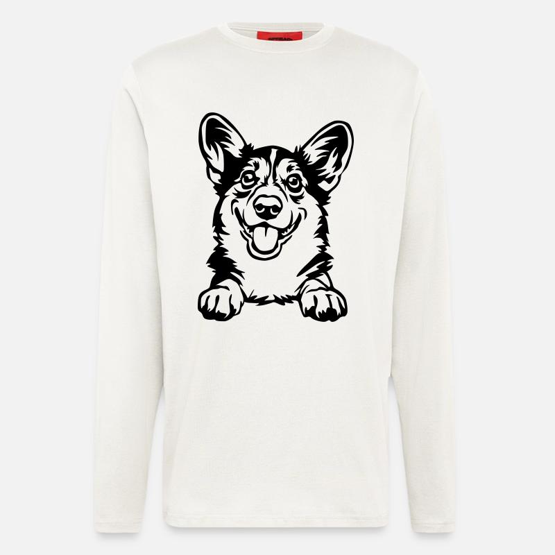 Welsh Corgi Head - Longsleeve - made by SPREAD - OFF WHITE