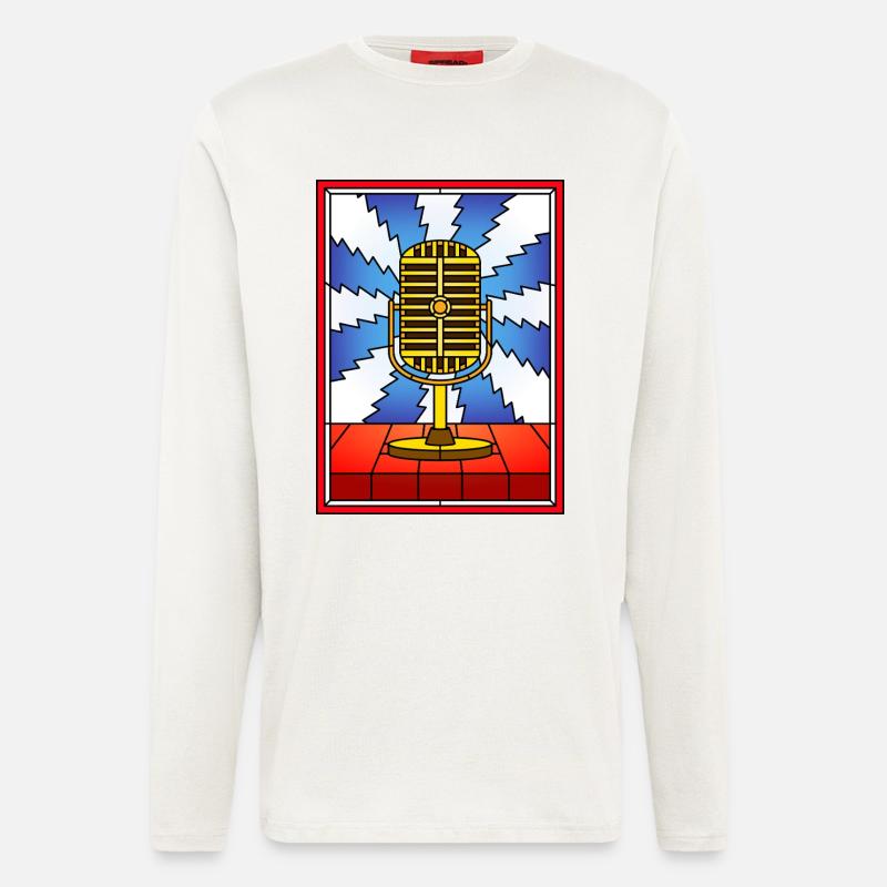 Conception rétro de vitrail micro - Manches longues bio décontracté fabriqué en UE - OFF WHITE