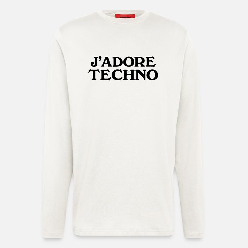 J'adore Techno - Manches longues bio décontracté fabriqué en UE - OFF WHITE
