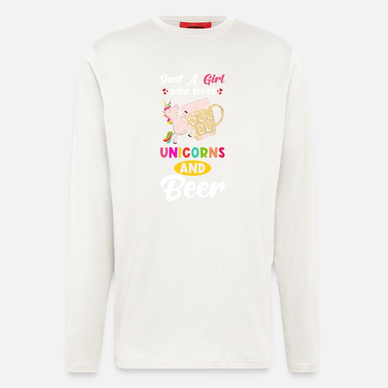 Bier und Einhorn Spruch - Langarmshirt - made by SPREAD  - OFF WHITE