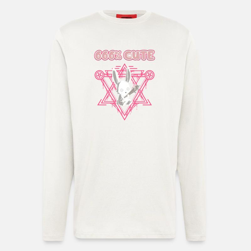 666% Mignon kawaii Satanic Goth - Manches longues bio décontracté fabriqué en UE - OFF WHITE