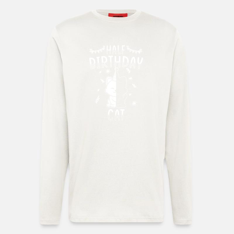 Demi-année 6 mois d’anniversaire chat - Manches longues bio décontracté fabriqué en UE - OFF WHITE
