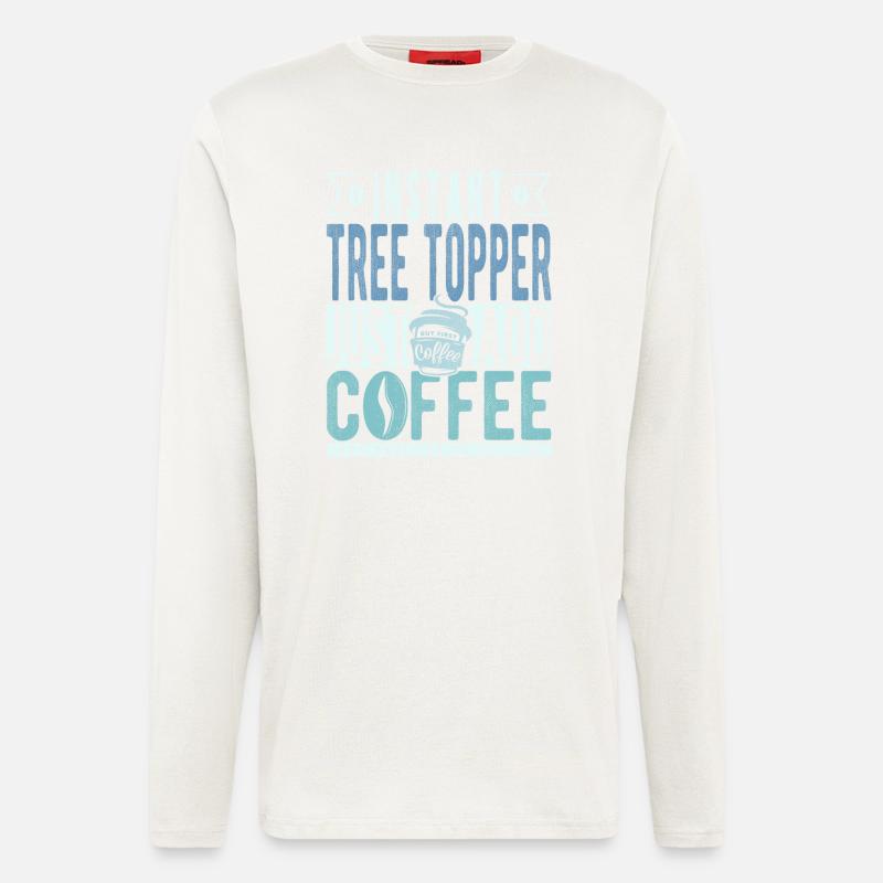 Baumtopper café dicton - Manches longues bio décontracté fabriqué en UE - OFF WHITE