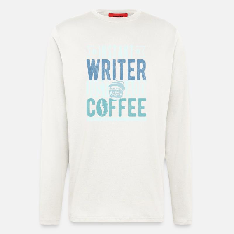 Citation de café de l’écrivain - Manches longues bio décontracté fabriqué en UE - OFF WHITE
