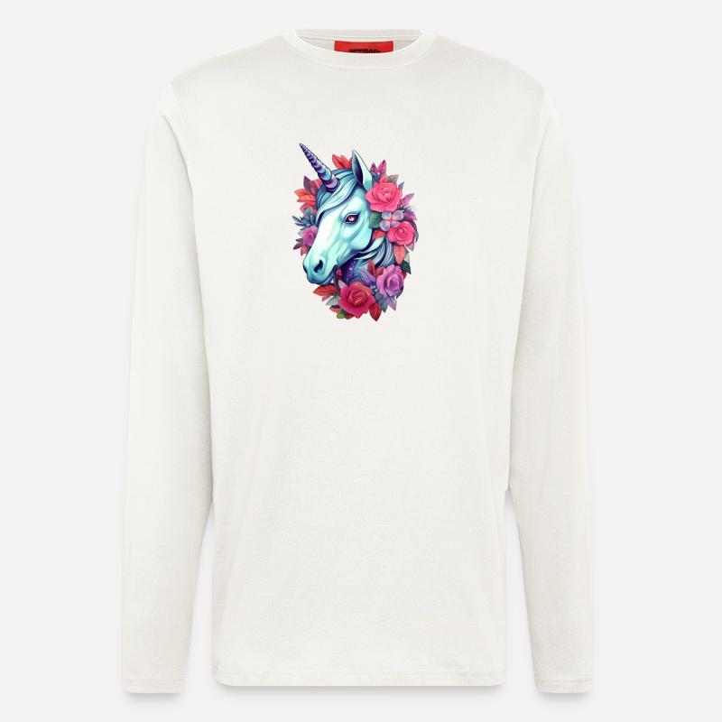 Einhorn Blumen-Ästhetik - Langarmshirt - made by SPREAD  - OFF WHITE