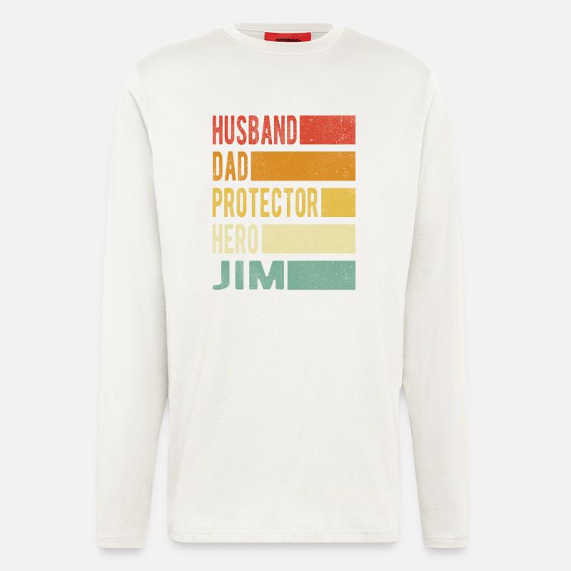 Jim Name Papa Geschenk - Langarmshirt - made by SPREAD  - OFF WHITE