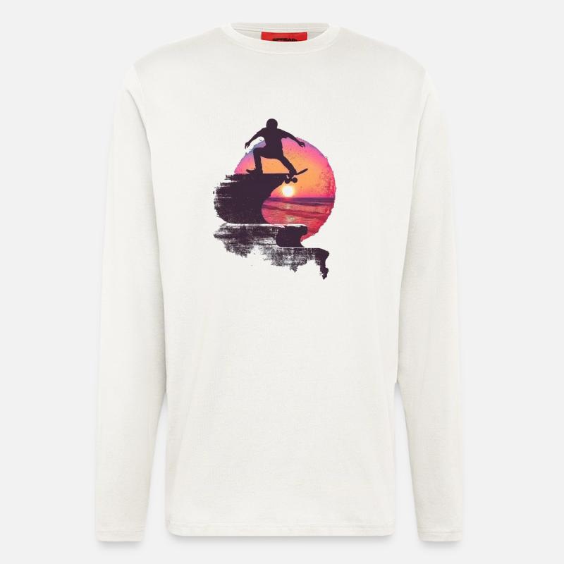 Skateboarder Silhouette Sunset - Longsleeve - made by SPREAD - OFF WHITE
