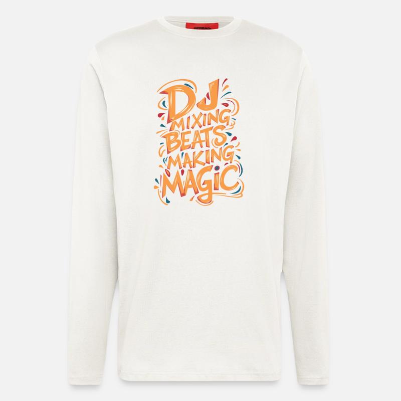 DJ Mixing Beats Making Magic - Langarmshirt - made by SPREAD  - OFF WHITE