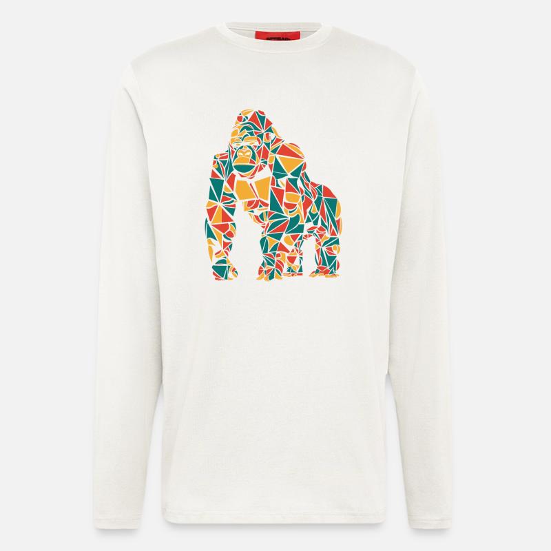 Bunter Geometrischer Gorilla - Langarmshirt - made by SPREAD - OFF WHITE