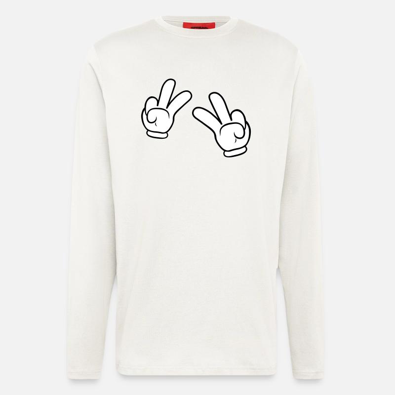 Comic Hands Peace Sign - Longsleeve - made by SPREAD  - OFF WHITE