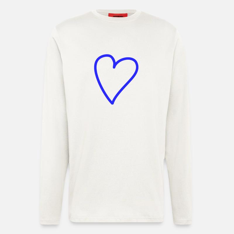 Herz Freihand Blau - Langarmshirt - made by SPREAD  - OFF WHITE
