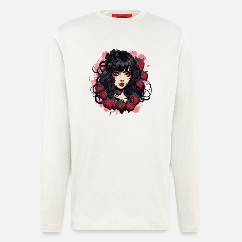 Emo Gothic Erdbeeren Mädchen - Langarmshirt - made by SPREAD - OFF WHITE
