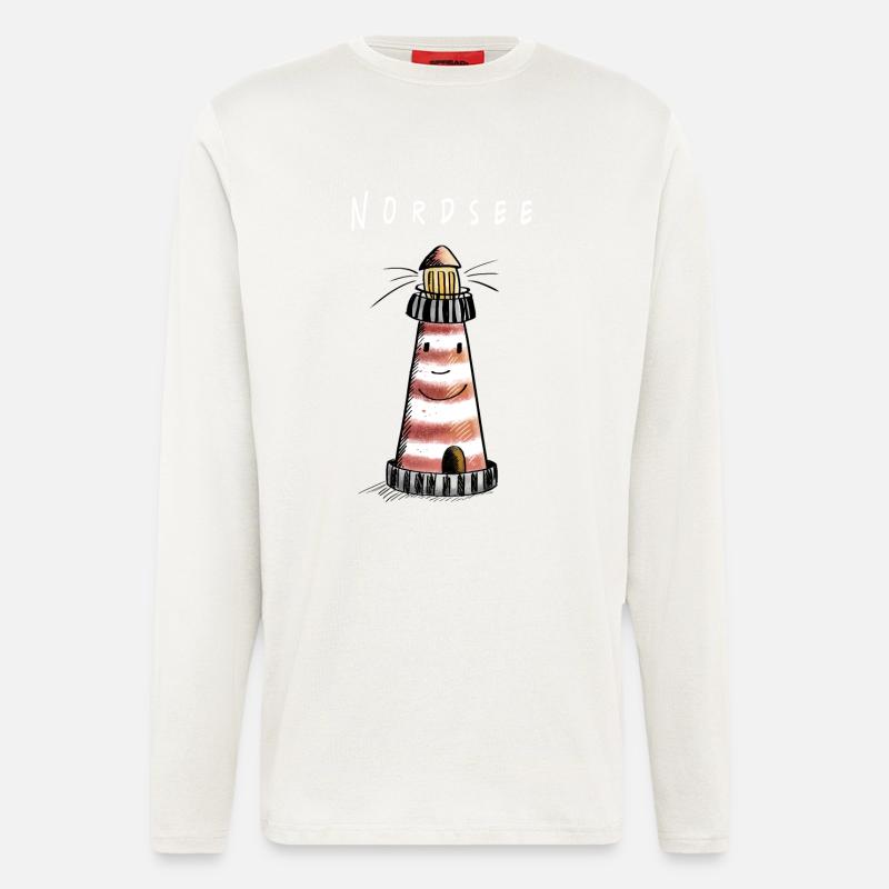 Lustiger Nordsee Leuchtturm Comic - Langarmshirt - made by SPREAD  - OFF WHITE