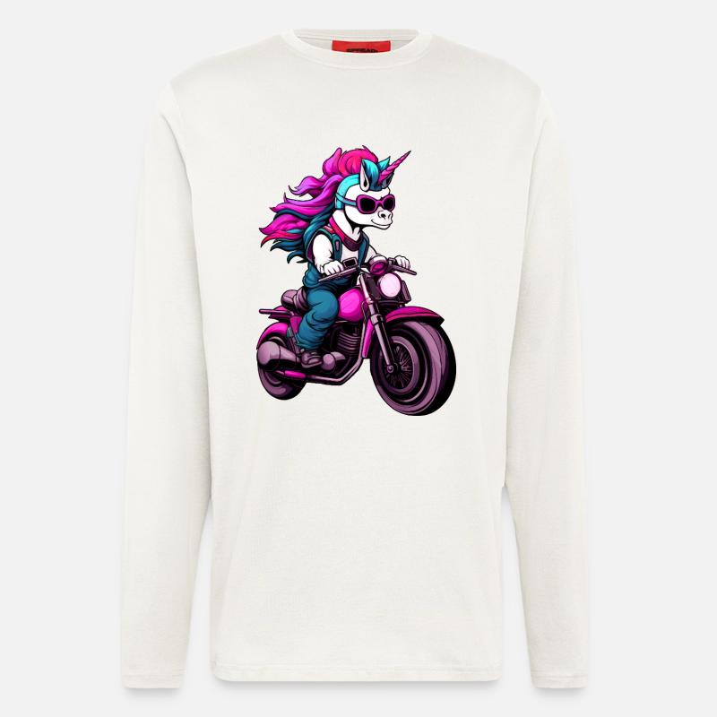 Motorrad Einhörner - Langarmshirt - made by SPREAD  - OFF WHITE