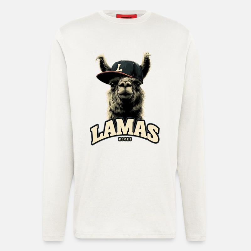 Lamas Rocks - Langarmshirt - made by SPREAD  - OFF WHITE