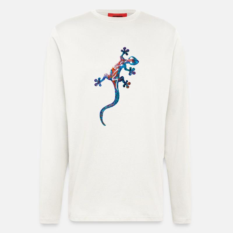 Echse in Blau - Langarmshirt - made by SPREAD  - OFF WHITE