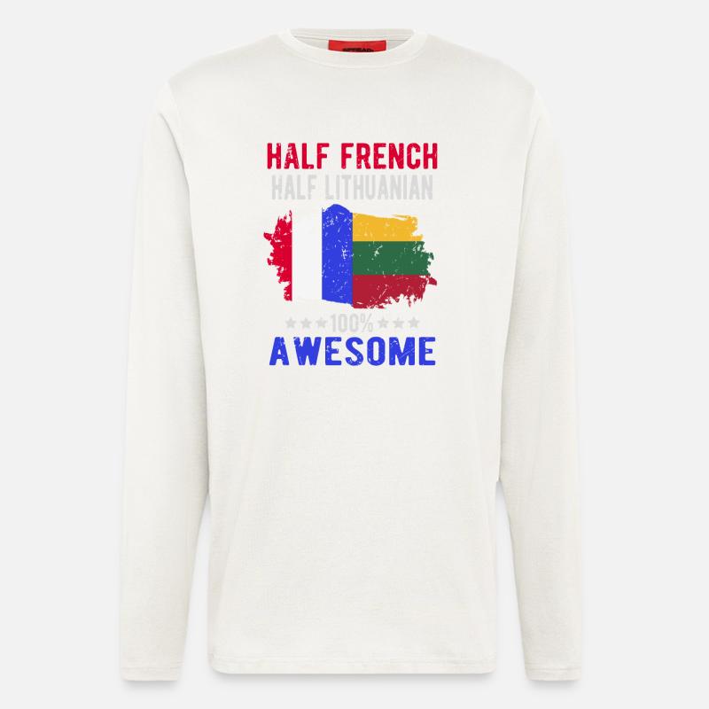 Halb Franzose Halb Litauer - Langarmshirt - made by SPREAD - OFF WHITE