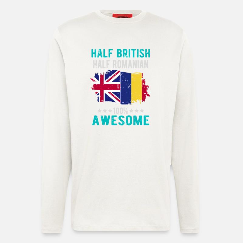 Halb Brite Halb Rumäne - Langarmshirt - made by SPREAD  - OFF WHITE