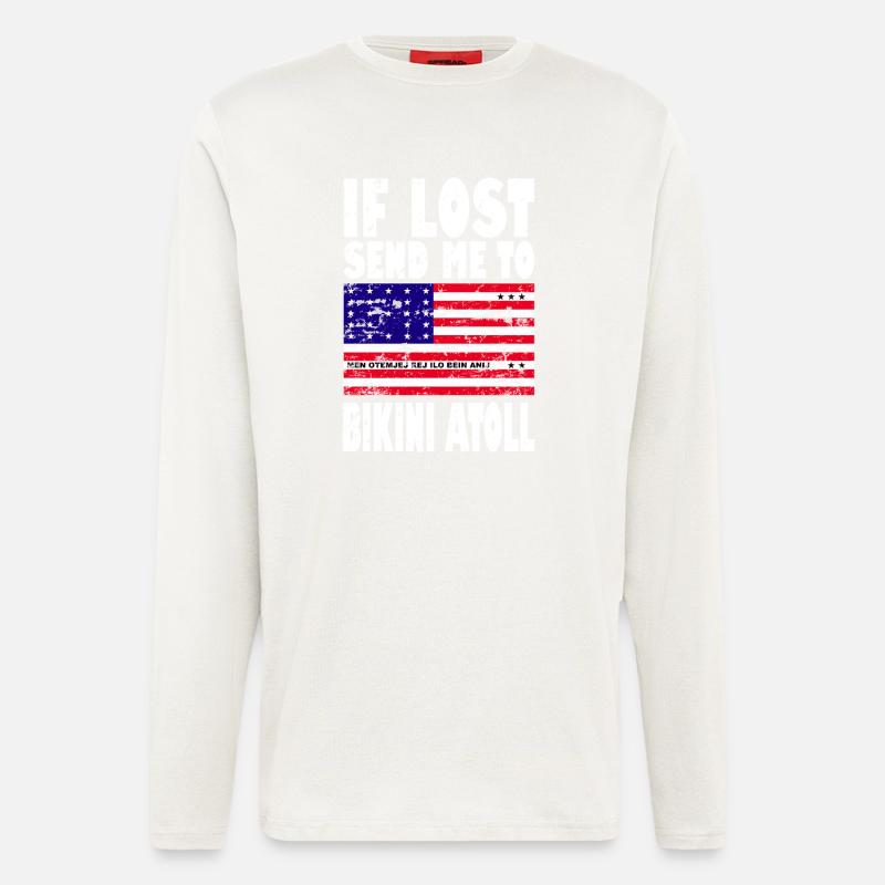 Drapeau de l’atoll de Bikini - Manches longues bio décontracté fabriqué en UE - OFF WHITE