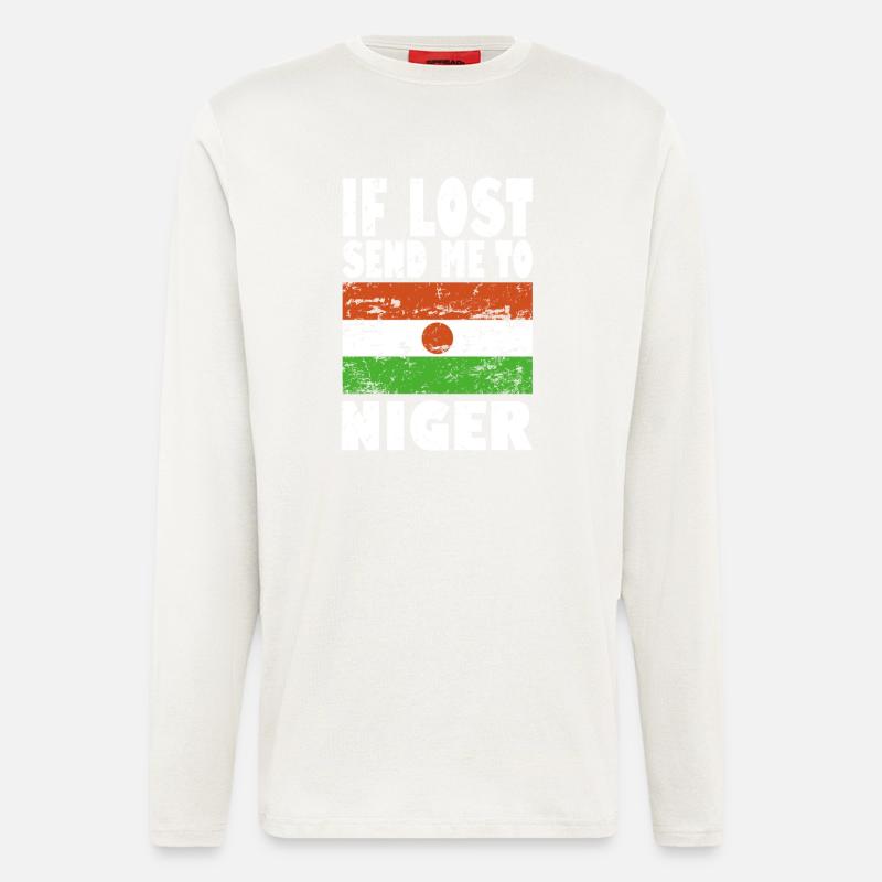Drapeau du Niger - Manches longues bio décontracté fabriqué en UE - OFF WHITE