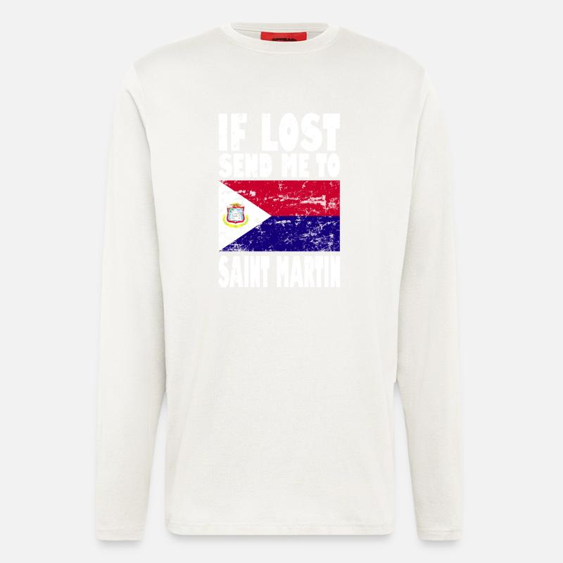 St. Martin Flagge Spruch - Langarmshirt - made by SPREAD - OFF WHITE