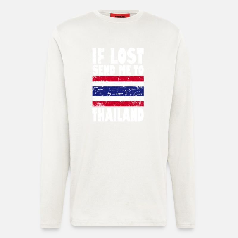 Drapeau de la Thaïlande - Manches longues bio décontracté fabriqué en UE - OFF WHITE