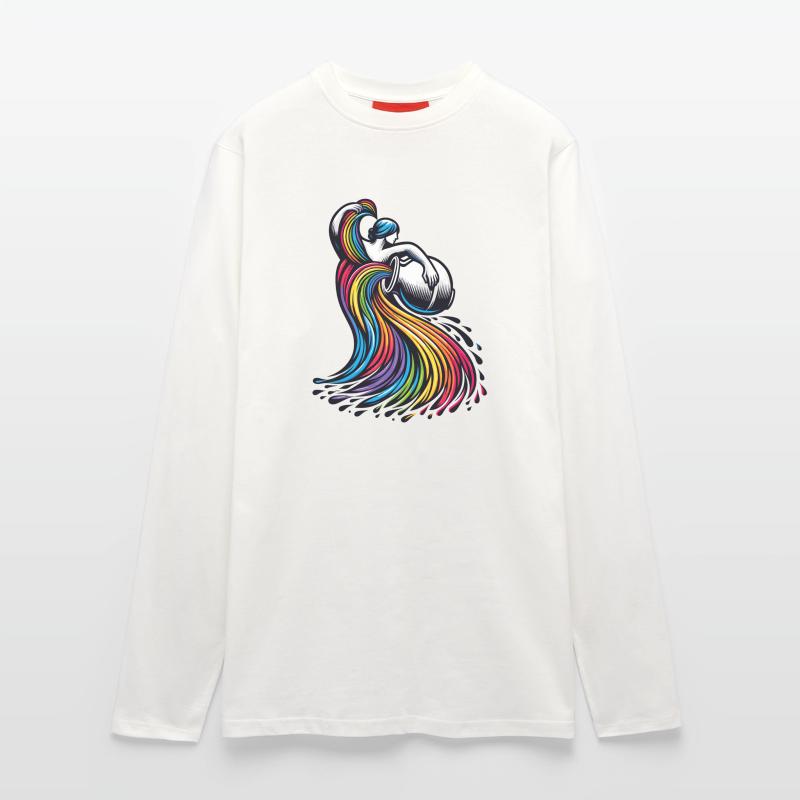 Wassermann Sternzeichen Elegantes Regenbogen-Design Langarmshirt - made by SPREAD 