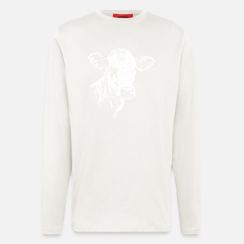 Graphique de la vache - Manches longues bio décontracté fabriqué en UE - OFF WHITE